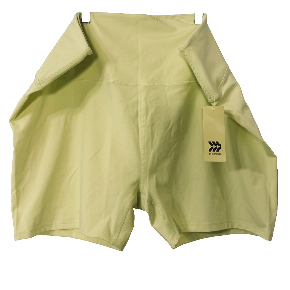 All in Motion Sz 4X Butter Yellow Bike Shorts High Rise Side Pockets Athleisure